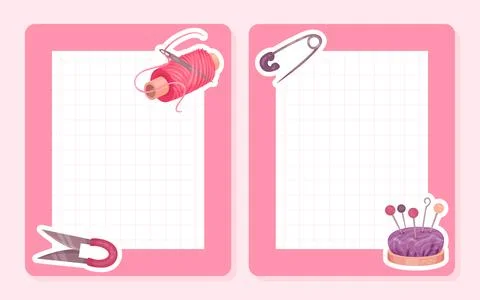 Empty Note Card with Sewing Tools and Handcraft Equipment Vector Template Stock Illustration