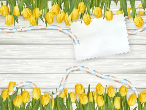 Empty note paper and tulip flowers. EPS 10 Illustrazione stock