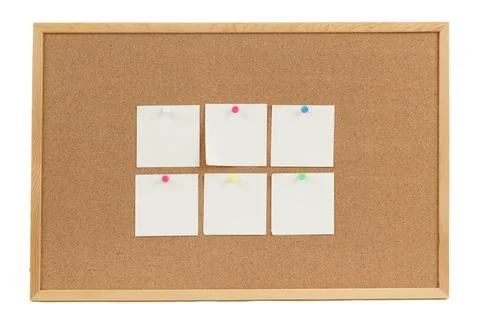 Empty note papers on cork board four empty note papers on cork board Copyr... Stock-Fotos