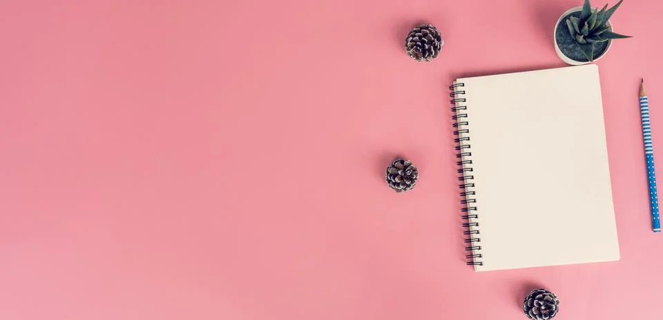 Empty notebook on color background with copy space Stock Photos