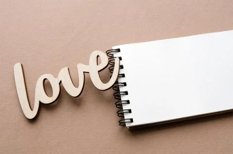 Empty notebook with love Stock Photos