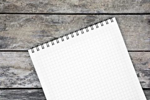 Empty notebook on an old wood table Stock-Fotos