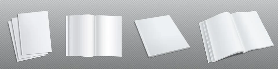 Empty notebook open and closed realistic set Illustrazione stock