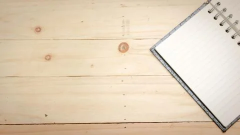 Empty notebook open on the table Stock Photos