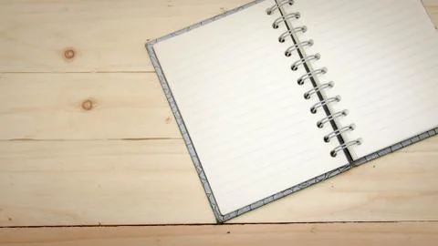 Empty notebook open on the table Stock Photos