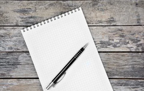 Empty notebook with pen Stock Photos