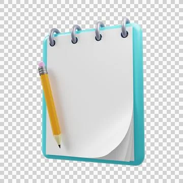 Empty notebook with a pencil. 3D rendering. Stock Illustration