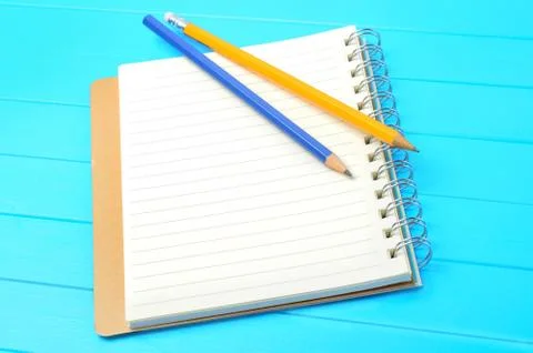 Empty notebook with pencils Stock Photos