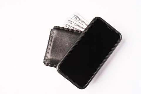 Empty notebook with wallets on white background Stock Photos