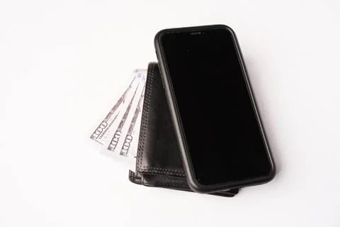 Empty notebook with wallets on white background Stock Photos