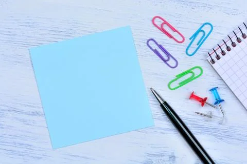 Empty notes with pen and notepad on table Stock Photos