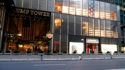 Empty NYC Streets 5th Avenue Trump Tower Luxury Businesses Coronavirus Quara Video stock 127985034