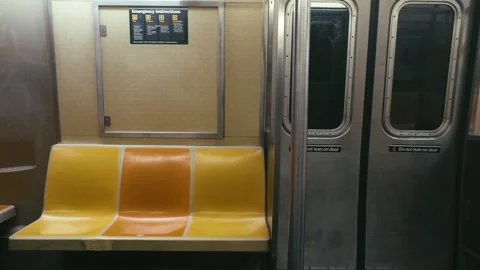 Empty NYC Subway Car in Motion – New York, May 11, 2025 Stock Footage 309032286