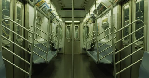 Empty NYC Subway Train Car 4K 72FPS 2 스톡 동영상 94377328
