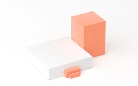 Empty object cubes with white background, 3d rendering. Illustrazione stock