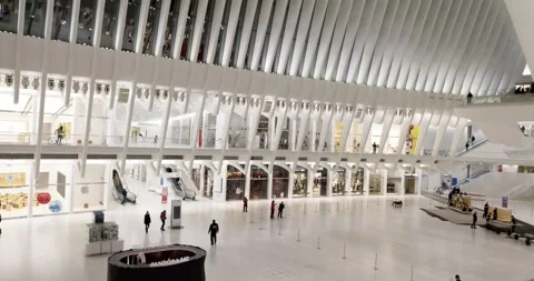 Empty Oculus World Trade Center Station. Main concourse in Oculus Stock Footage 219406293