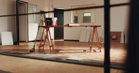 Empty, office and interior renovation for construction, upgrade and materials Stock Footage 341567145