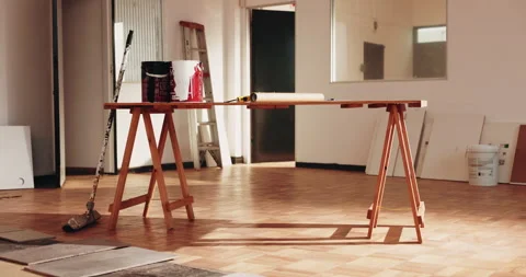 Empty, office and renovation room for construction, upgrade and materials for Stock Footage 341581695