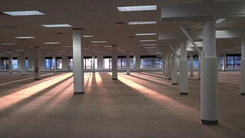 Empty office building with sun rays Video stock 248236768