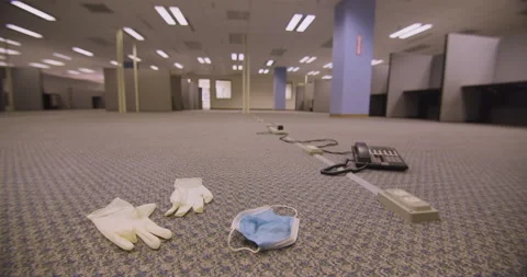Empty office, business closed due to Covid19 Stock Footage 132360435