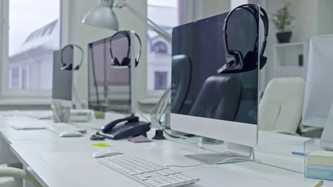Empty Office of Call Centre Stock Footage 76640659