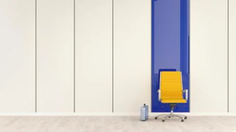 Empty office chair and briefcase, 3d rendering Stock Illustration