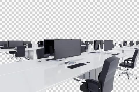 Empty office chair by computer desk 库存插图