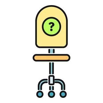 Empty office chair with question mark representing hiring Illustrazione stock