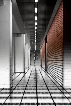 Empty office corridor with data, cgi 库存照片