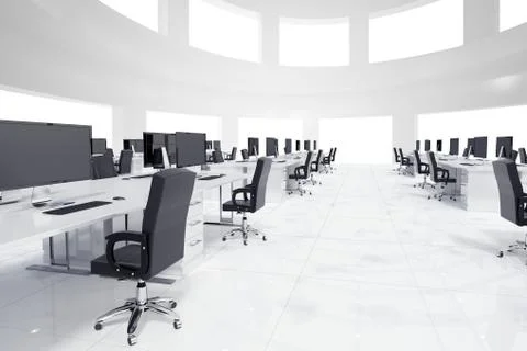 Empty office with desk and computer Illustrazione stock