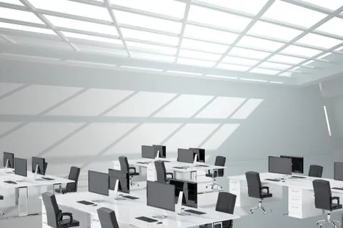 Empty office with desk and computer Illustrazione stock