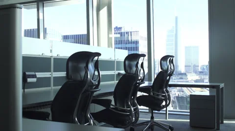 Empty Office Desks - Dolly Stock Footage