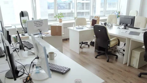 Empty Office during Pandemic Stock Footage 132317033