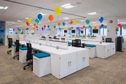 Empty Office Filled with Balloons Stock Photos