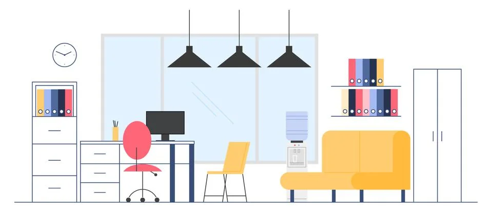 Empty office interior. Modern workplace for business people. Stockillustratie