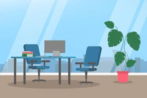 Empty office interior. Workplace at the window Stock Illustration