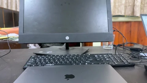 Empty office with laptop and computer Stock Footage 325712616