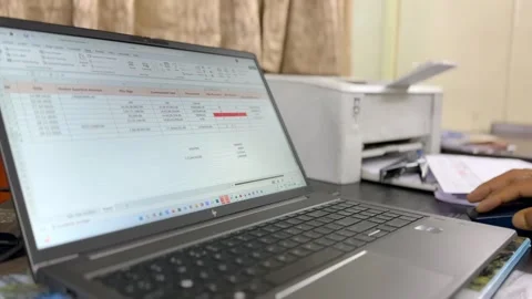 Empty office with laptop and computer Stock Footage 325712901