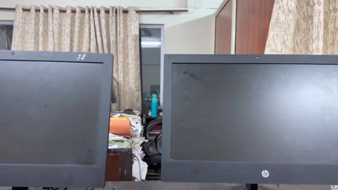 Empty office with laptop and computer Stock Footage 325713243