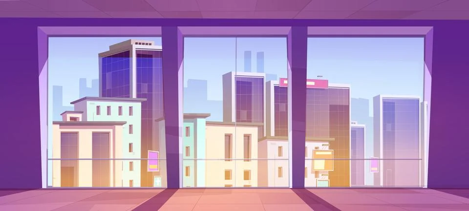 Empty office with large panoramic windows Stock Illustration