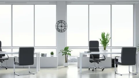 Empty office with large windows. Looped animation in ultra HD, 4k Stock Footage 103804676