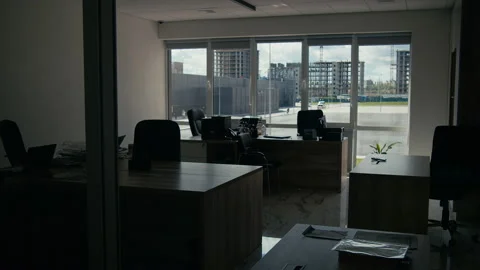 An Empty Office At The New Headquarters Stock Footage 155460924