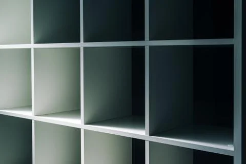 Empty office or bookcase library shelves Stock Photos