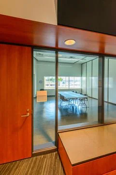 An empty office presentation room work place. Stock Photos