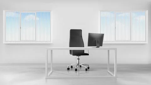 Empty office room interior, workplace with desk Stock Illustration