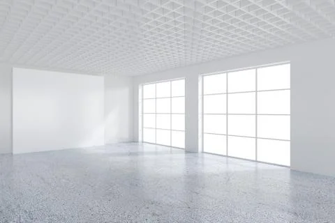 Empty office room with large billboard. 3D Rendering Stock Illustration