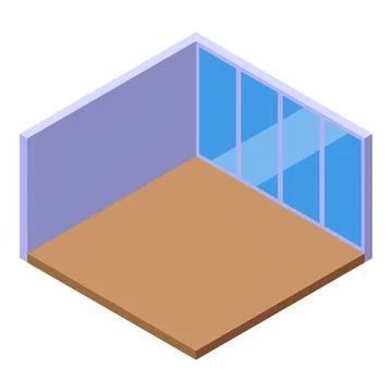Empty office room with large windows isometric view Ilustración de archivo