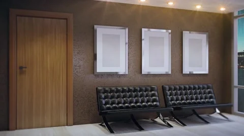 Empty office. Sunny morning.3D rendering Stock Footage 68093511