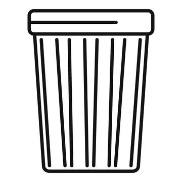 Empty office trash can with vertical lines representing fullness indicator Stock Illustration