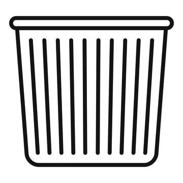 Empty office trash can with vertical lines representing a disposal container Stock Illustration
